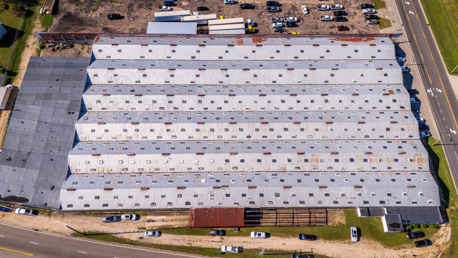 Indiana industrial and distribution roofing - warehouse and fulfillment metal roof stock along the I-70 and I-65 logistics corridors
