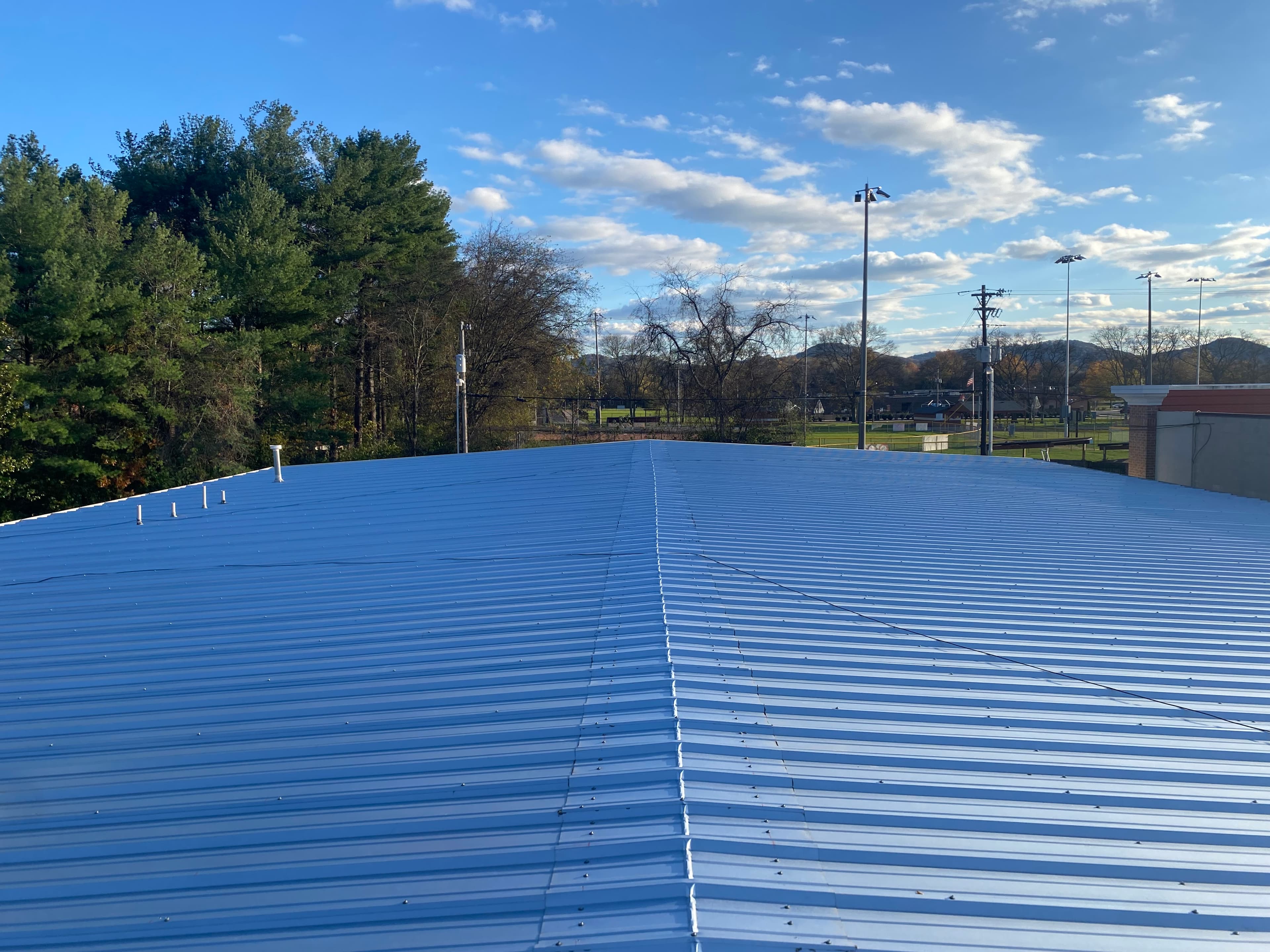Drone inspection of a commercial roof in Cullman Alabama